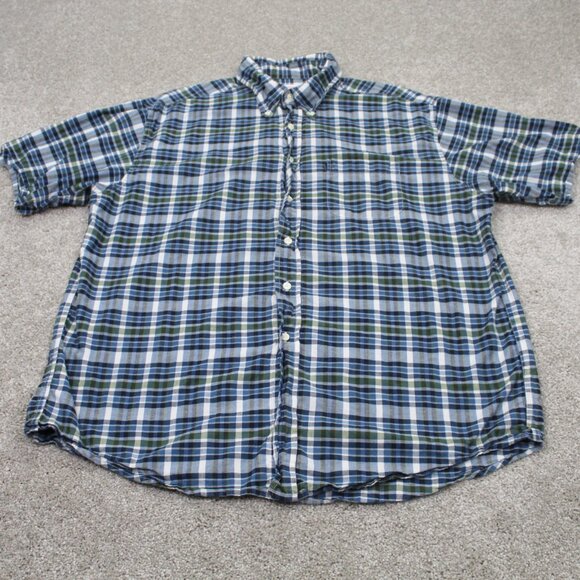 Brooks Brothers 346 Shirt Mens XL Blue/Green Checkered 100% Cotton S/S Button - Picture 2 of 11